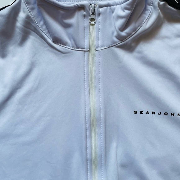 SEAN JOHN Mens Large Track Jacket White Full Zip Long Sleeve High Neck NWT - Picture 4 of 7